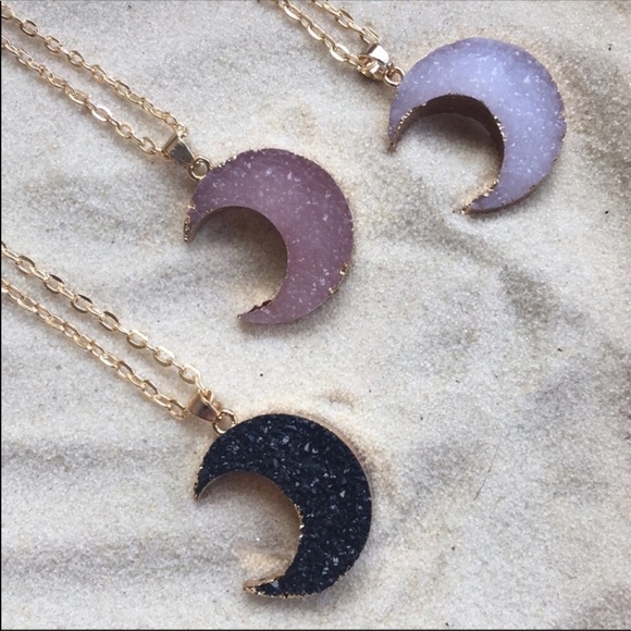Druzy Moon Necklace - Picture 3 of 6